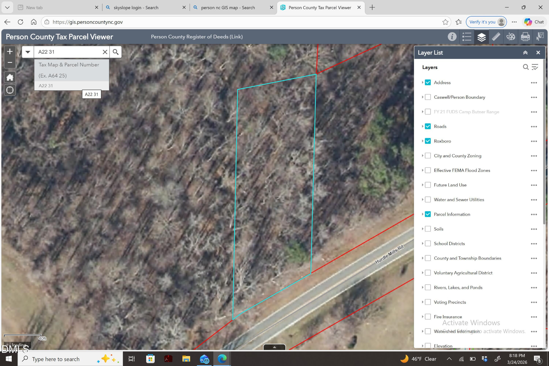 0 Hurdle Mills Road, Roxboro, North Carolina — 0.53 acre land tract